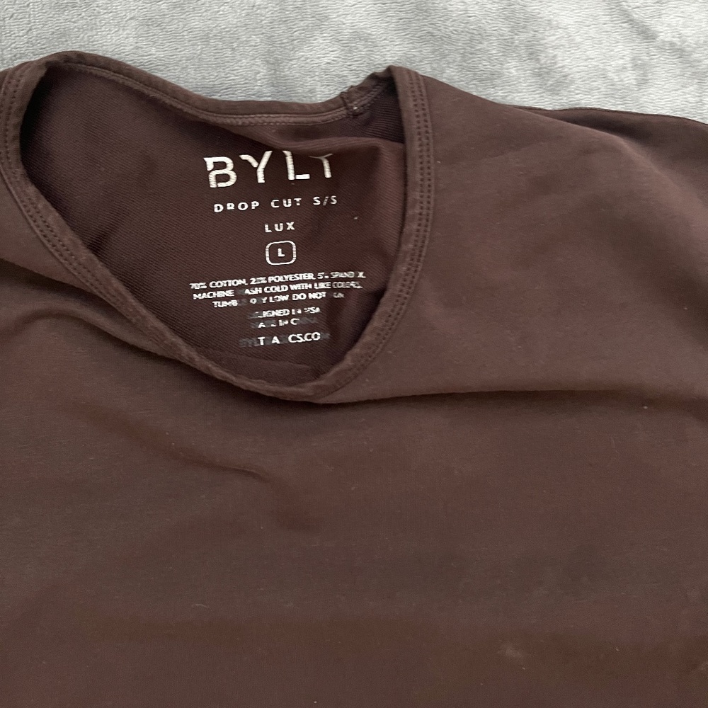 BYLT Brown Drop Cut Lux T Shirt Mens Large